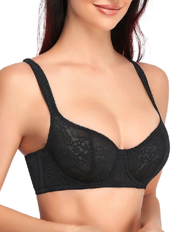 Women's Lace Unlined Push Up Underwire Bra