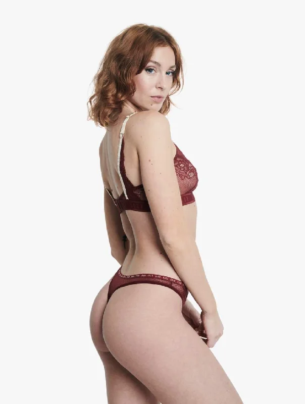 ELLE 24/7 Lace Thong - Chocolate Truffle