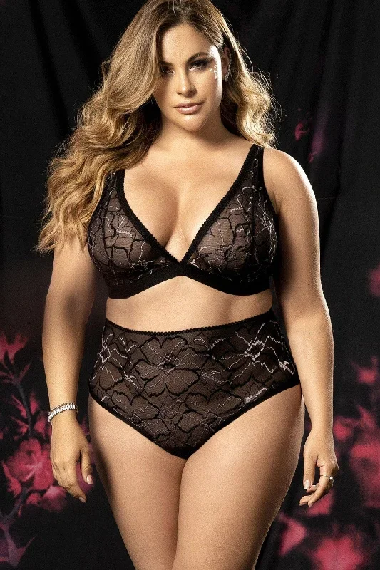 Plus Size Floral Lace Bra Set