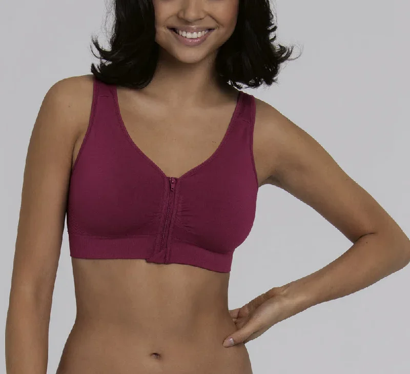 Anita Lynn Rosewine Post Mastectomy Wireless Zip Up Bra 5768X