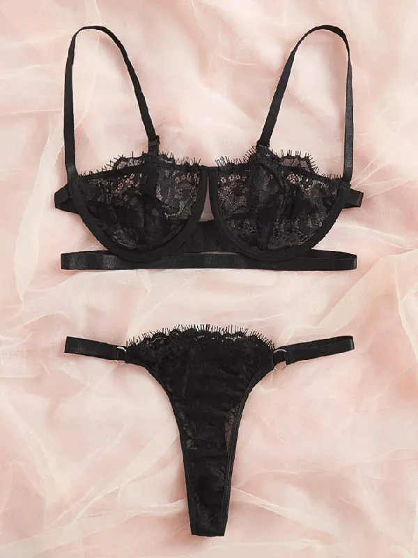 black-lingerie-floral-lace-set