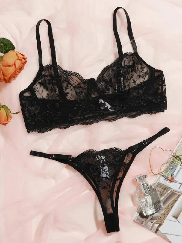 Black Lingerie Sexy Set See Through