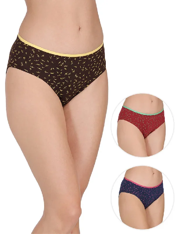 Assorted Cotton Mid Waist printed panties(Pack of 3)