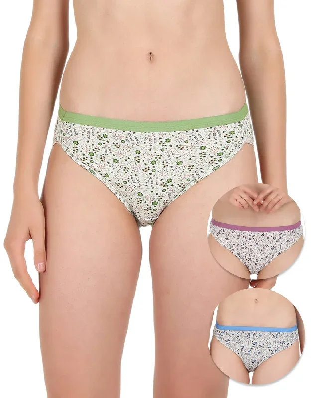 Assorted Cotton Rich Floral Hipster Panties(Pack of 3)