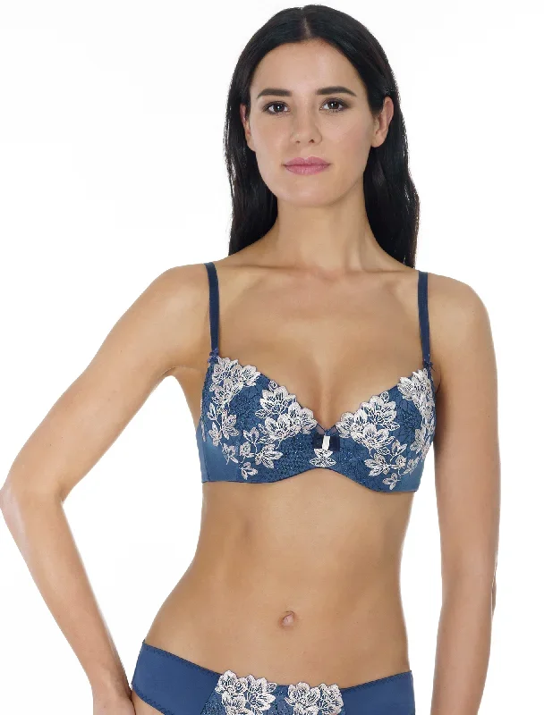 Crystal Flowers Push-Up Bra