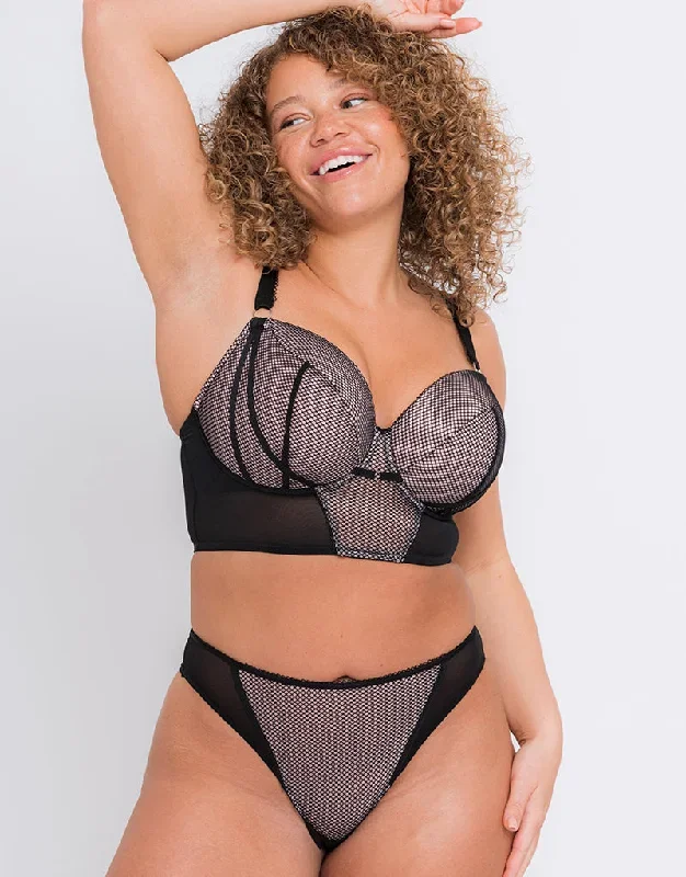 Curvy Kate Gin Fizz Longline Balcony Bra Black/Blush