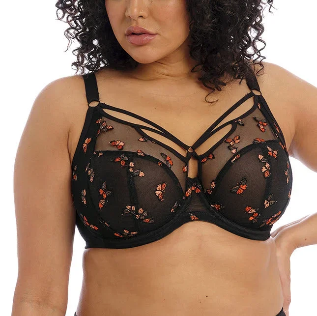 Elomi Sachi Black Butterfly Unlined Plunge Strappy Bra 4353