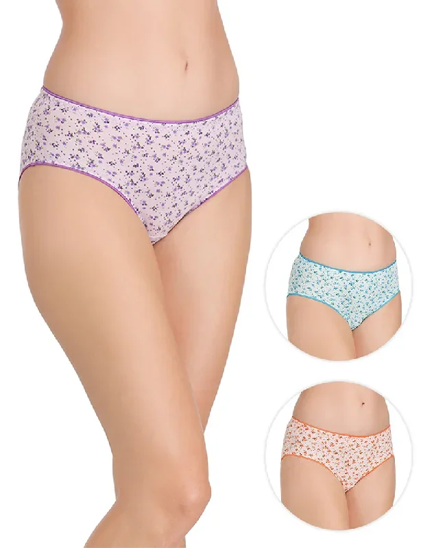 Assorted Floral print panties in light colors(Pack of 3)