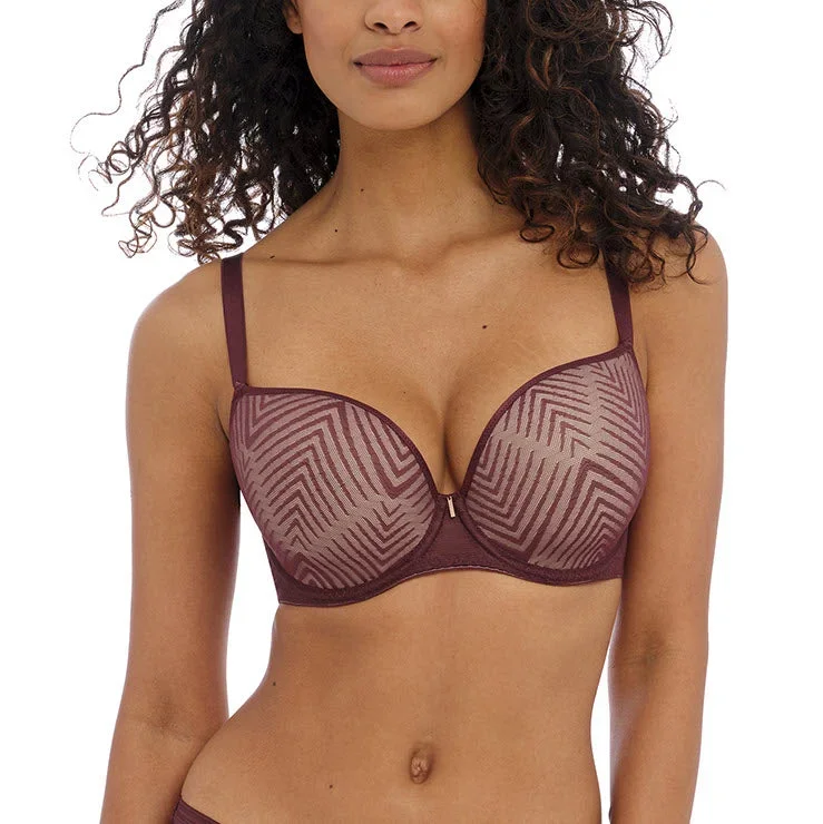 Freya Tailored Dark Cherry Contour Plunge T Shirt Bra 401131