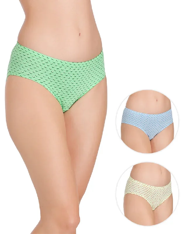 Assorted Light Color Rear Coverage Printed Panties(Pack of 3)