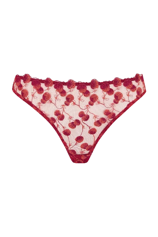 Naomi Cherry Embroidered Peep Back Brief