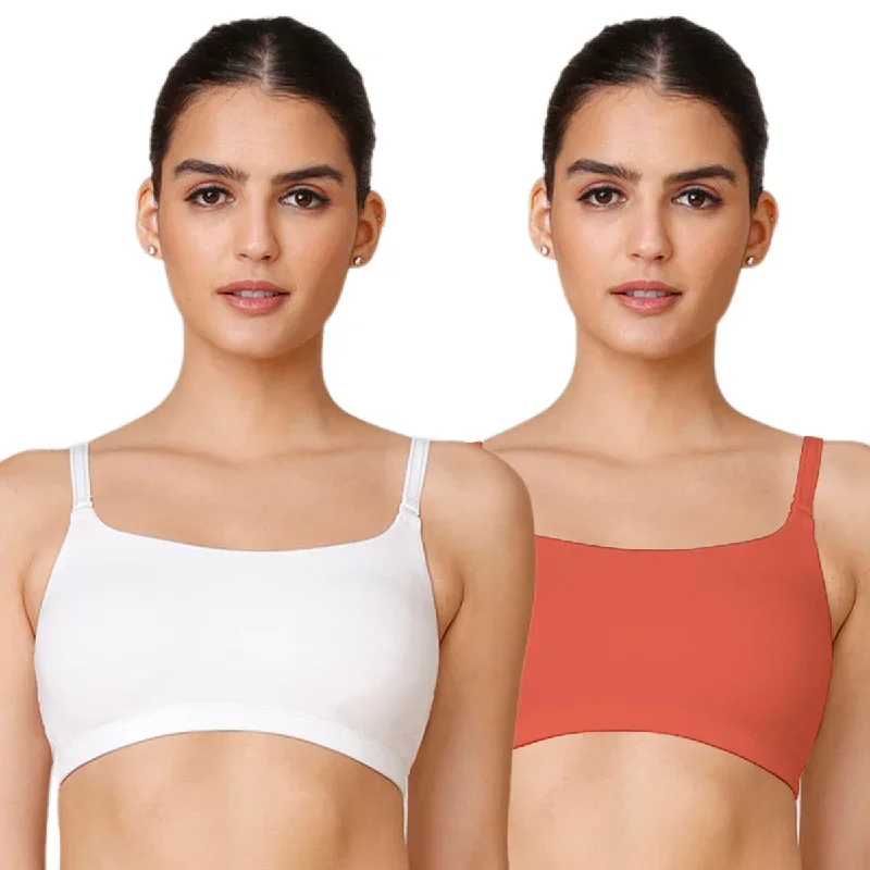 Nykd by Nykaa Easy Breezy Slip on Bra PO2 NYB165 Carrot and White