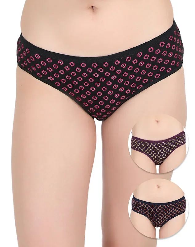 Assorted Regular printed cotton panties(Pack of 3)