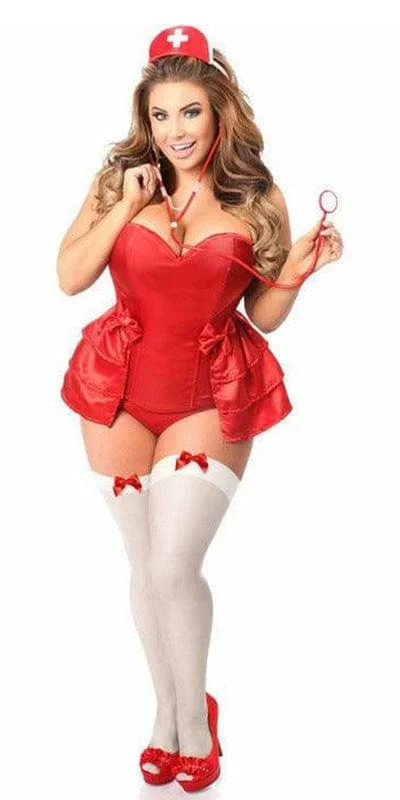 Sexy Deluxe 4 Piece Naughty Nurse Corset Halloween Costume